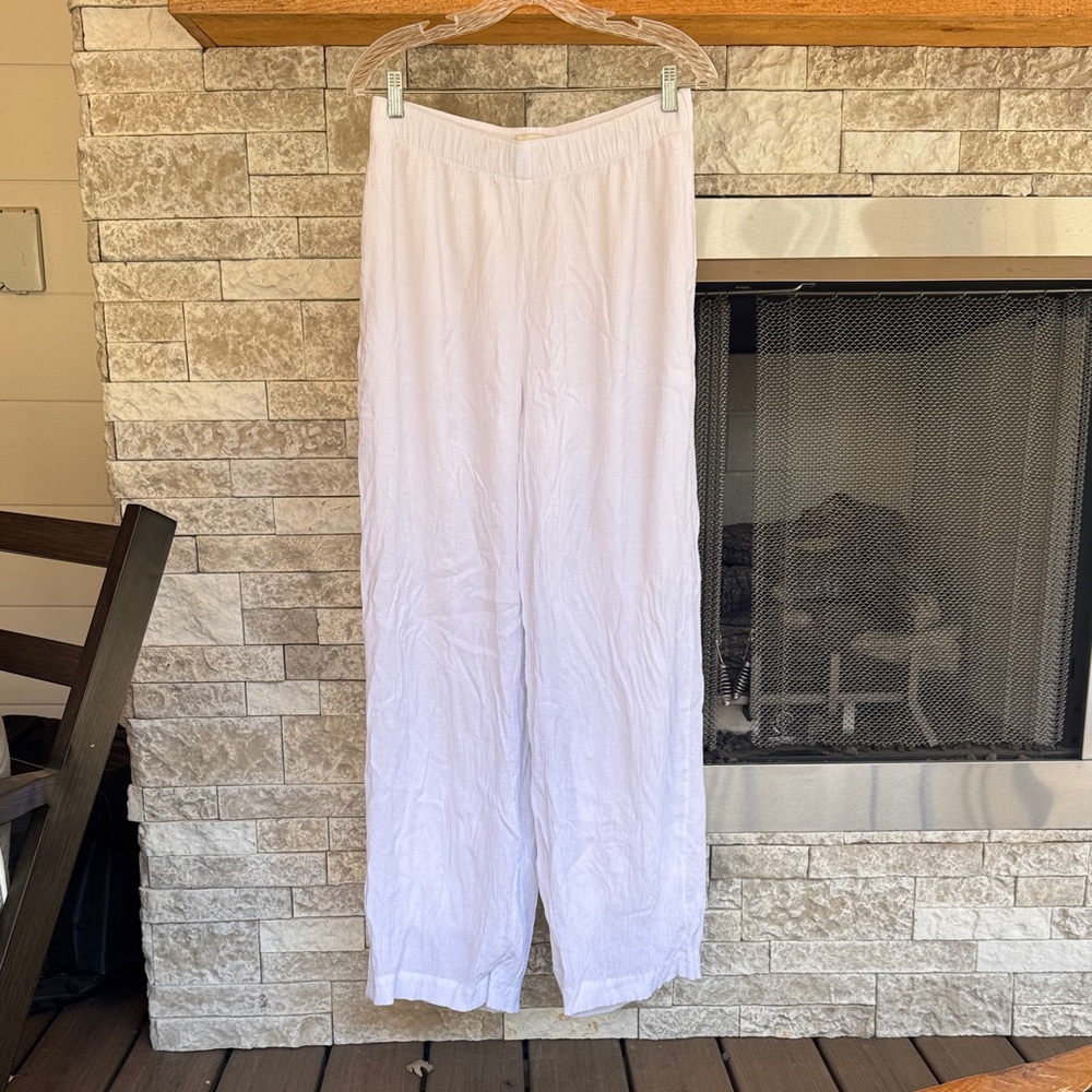Elastic-Waist Wide Leg Pants - White - Picture 3 of 16